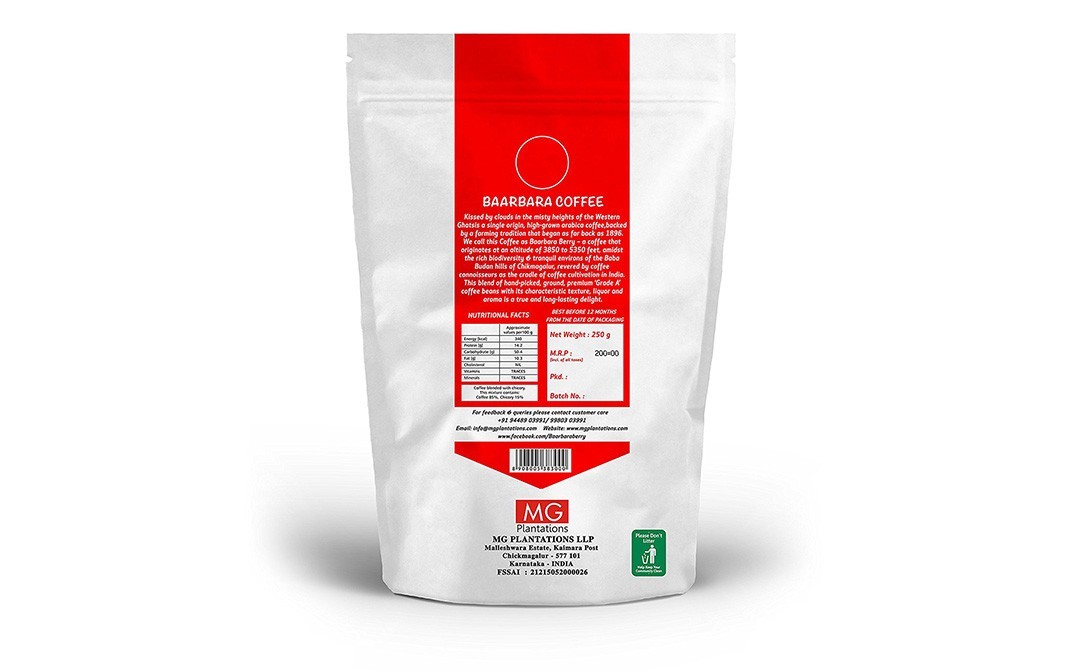 Baarbara Berry Premium Ground Coffee From High Elevations   Pack  250 grams
